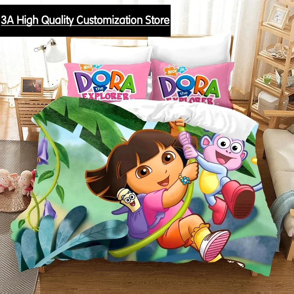 Ensemble De Draps Dora L'exploratrice - Double (Twin) - 100% Coton - Nickelodeon - Occasion