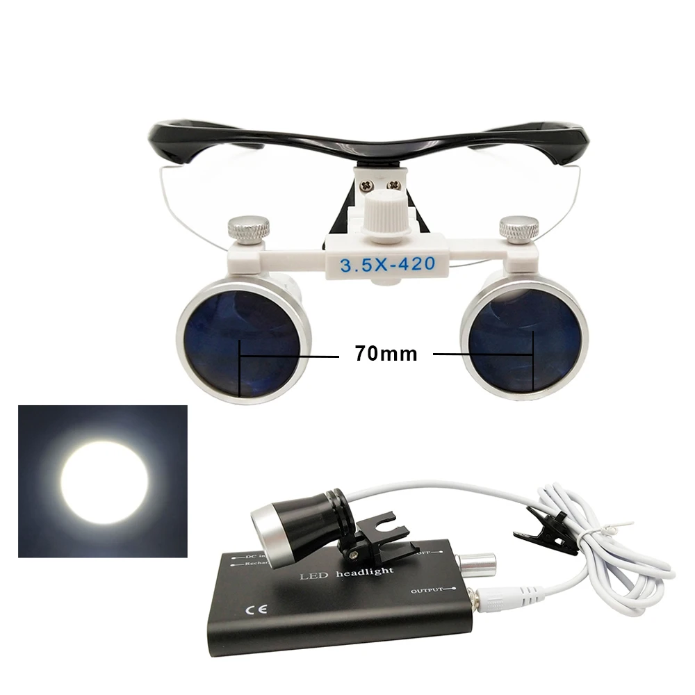 

Dental Loupes 3.5x420 Headlight Headlamp 3W Set Metal Box Dental Magnifier Dental Lab Medical Loupes Magnification Binocular