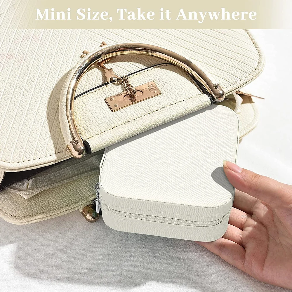 Jewelry Storage Box Portable Organizer Display Travel Jewelry Zipper 3D Pattern Case Box Earrings Necklace Rings Jewelry Box