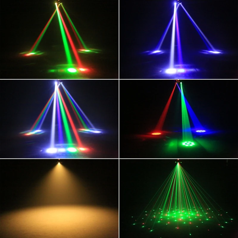 LED Moving Head 80W RGBW 4in1 Mini Six Arm Beam Strobe Light Yellow Flash Dj Bar