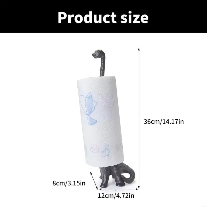 HX5F Playful Dinosaur Iron Towel Holder Unique Charm Bathroom Tissue Roll Organizers
