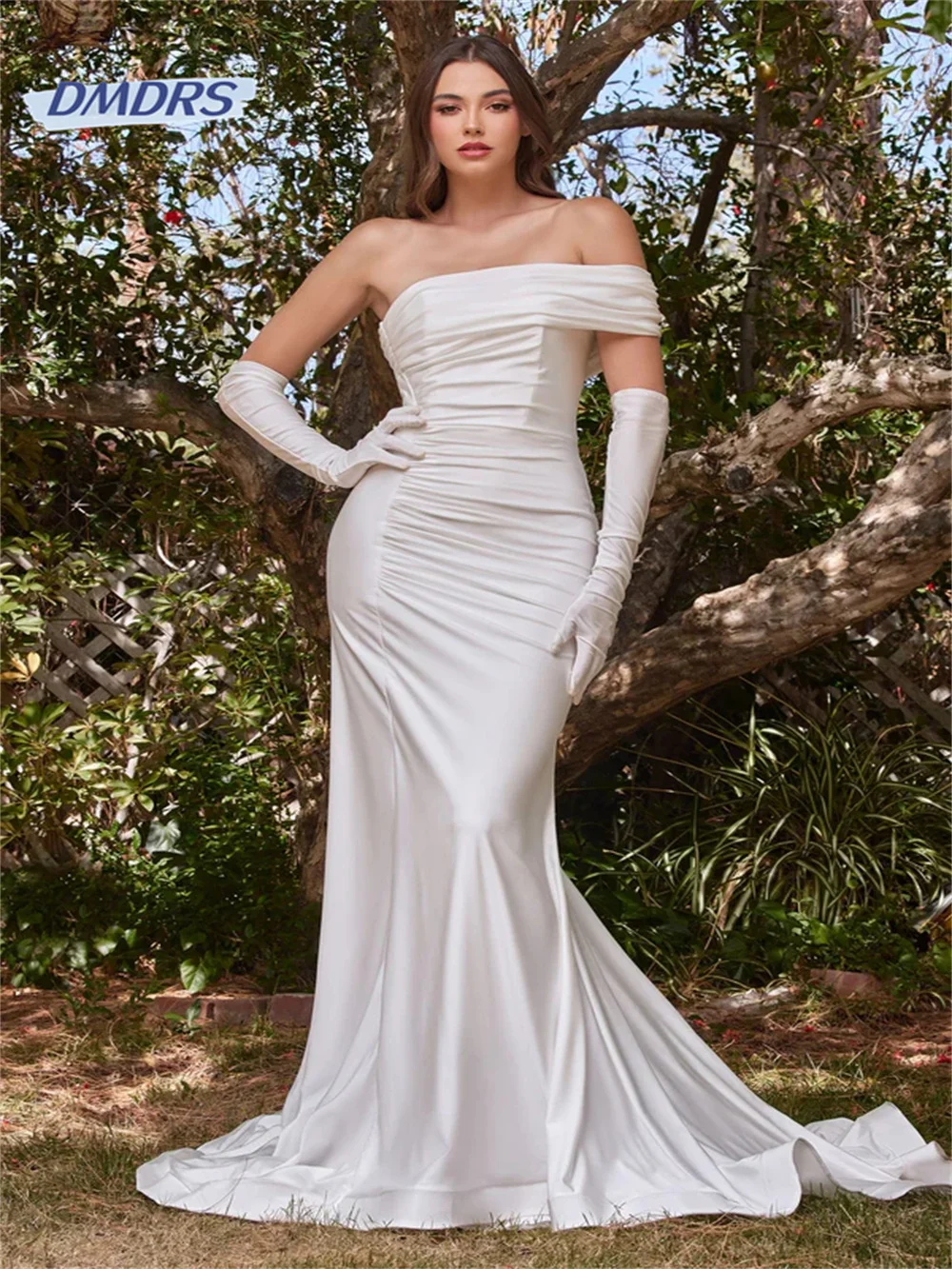 

Simple One Shoulder Strapless Wedding Dress Classic Mermaid Floor-length Bridal Gown Elegant Vestidos De Novia