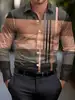 Men's shirt regular lapel shirt men's 3d printed plaid simple striped print casual street long sleeve fashion print shirt 5