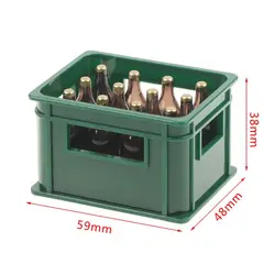 Miniature Dollhouse Beer Set with Resin Frame and Storage Basket - Includes 12 Mini Bottles (Green)