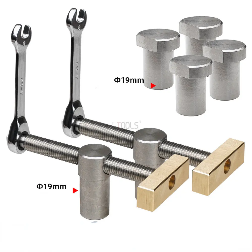 New Woodworking Bench Clip Dog Brake Inserts Workbench Fast Fixed Clip Clamp Brass Fixture Vise for 19/20mm Desktop Hole Tools