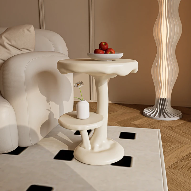 

Cream Style Mushroom Small Coffee Table Simple Modern Living Room Sofa round Table Light Luxury Side Table