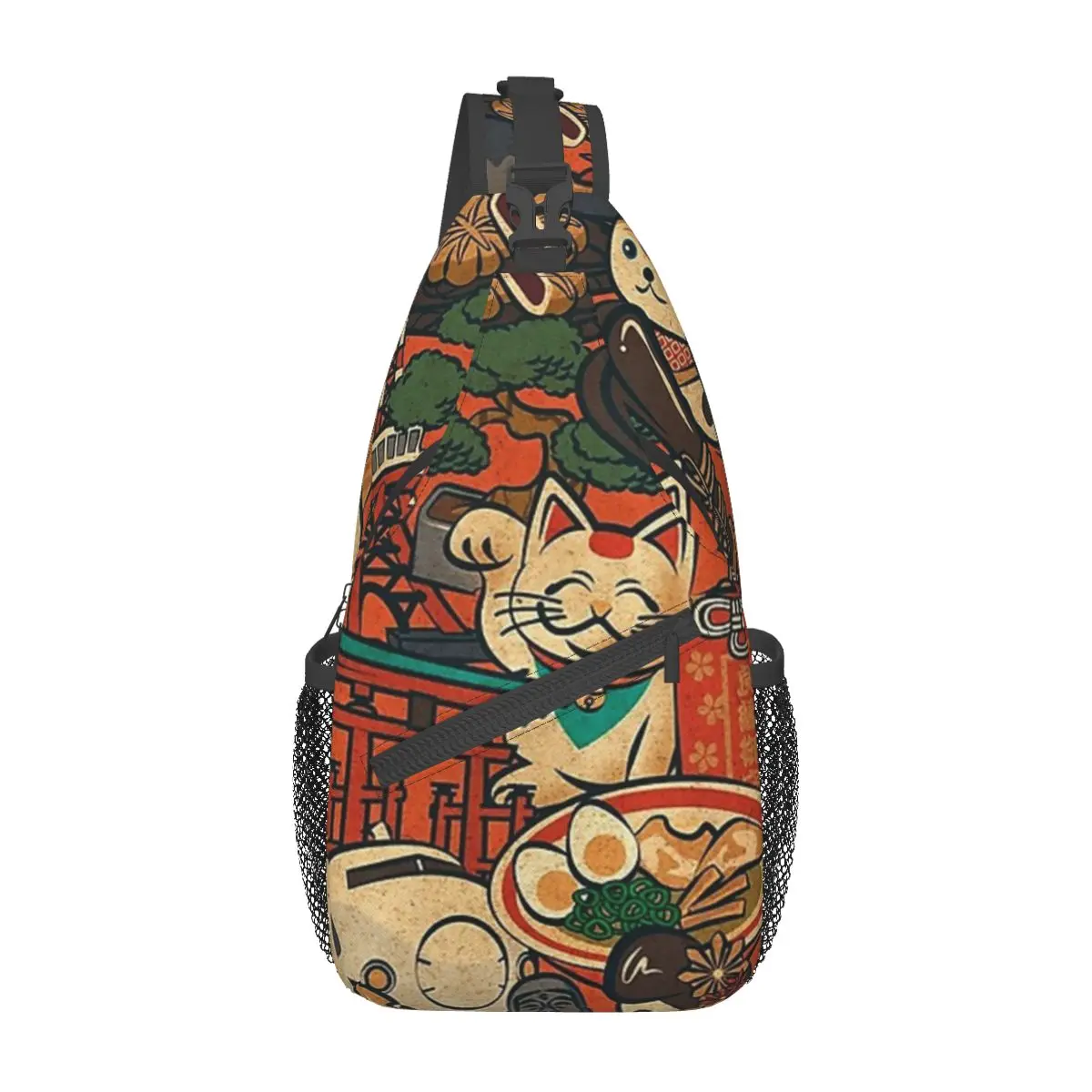 

Lucky Cats Japanese Style Sling Backpack Sling Bags Hiking Travel Chest Bag Daypack Men Crossbody Backpack Shoulder Bag Pouch