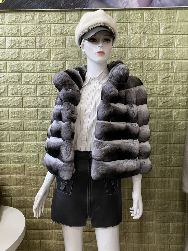 

Fur Coat Women's Winter Thickened Warm Green Purple Blue Korean Style Mink Skin Stand Collar Short Three-Button Fashion Casual