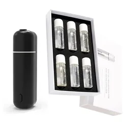 Portable Electric Car Air Freshener with Essential Oils - Cordless Vent Clip Aroma Diffuser Gift Set (1 Black 6 perfume)