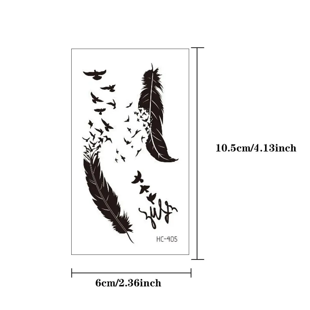 30pcs Waterproof Temporary Tattoo Sticker Black Small Pattern Feather Heart Bird Expression Body Art Arm temporary tattoos tattoo sticker Women Men