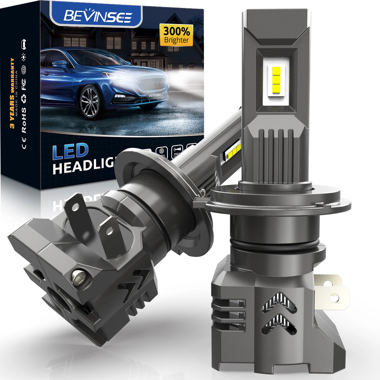 Bevinsee-bombillas LED H4 H7 H11 H1 H3 12V 24V 6000K 8000K 9005 HB3 9006  HB4 880 881 9004 9007 H13 Hi/Lo para coche, F31B - AliExpress