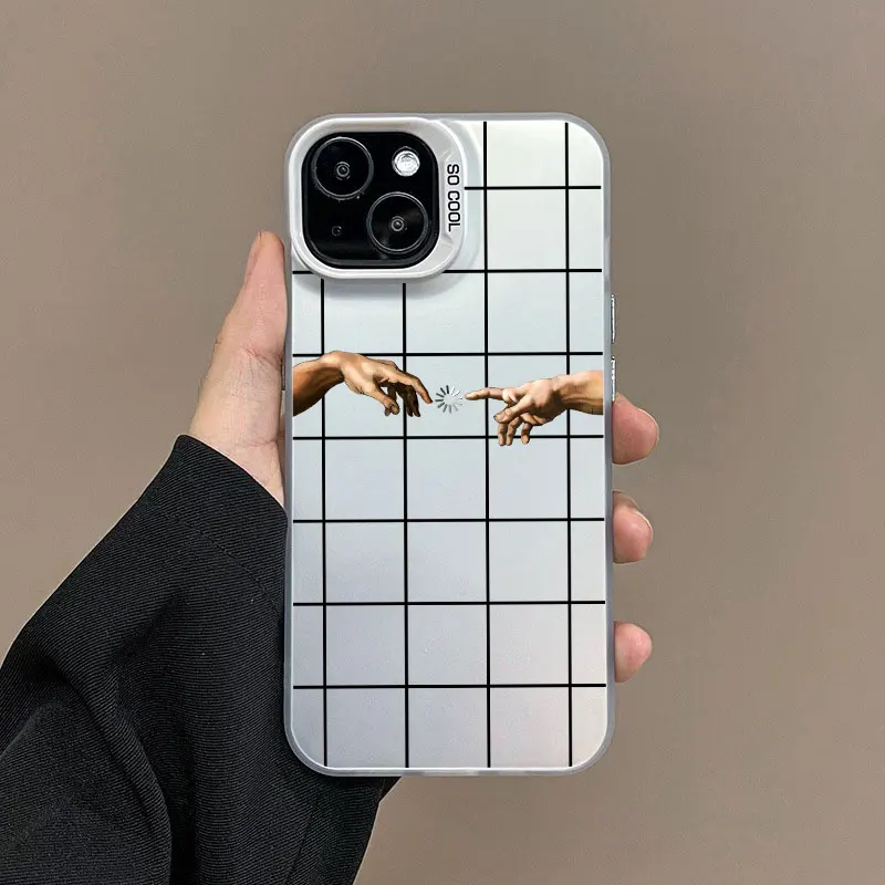 Kunstvolle Michelangelo 'Erschaffung des Adams' Handyhülle für iPhone 17 Pro Max 16 12 15 Pro Max Plus 14 13 11 Pro Max Mini Laser Case – Detail 3
