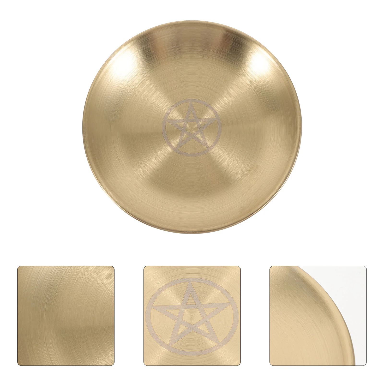 

Pentacle Three Phase Moon Gold Disk Decor Key Tray for Entryway Decorations Metal Jewelry Dish Iron Trinket Office Witch Altar