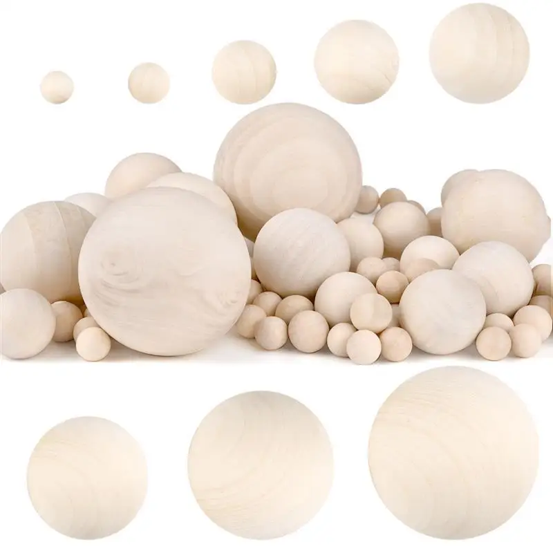 Description Picture 2 of item2-100pcs 10-50mm Natural Wooden Ball Without Hole Round Wooden Solid Wood Handmade DIY For Jewelry Making Carving Paitning Craft