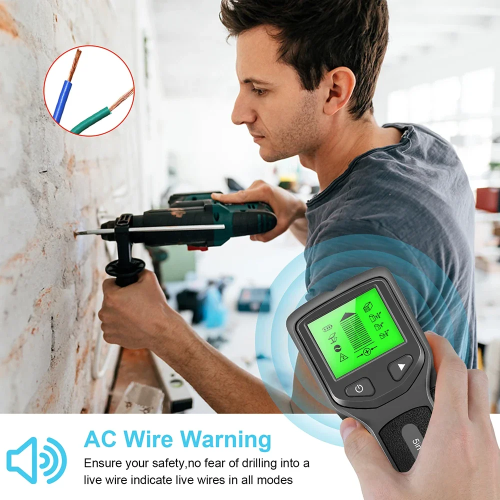 Stud Detector HW430 5in1 Wall LCD Display Multifunctional Handheld for Wood AC Wire Cable Metal Electric Wall Finder