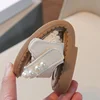 Unishuni Girls Sandals Princess One-Strap Summer Shoes Child Soft Skin-Friendly Cloth Sandal Kids Lace Pearl Bohemia Beach Flats 6
