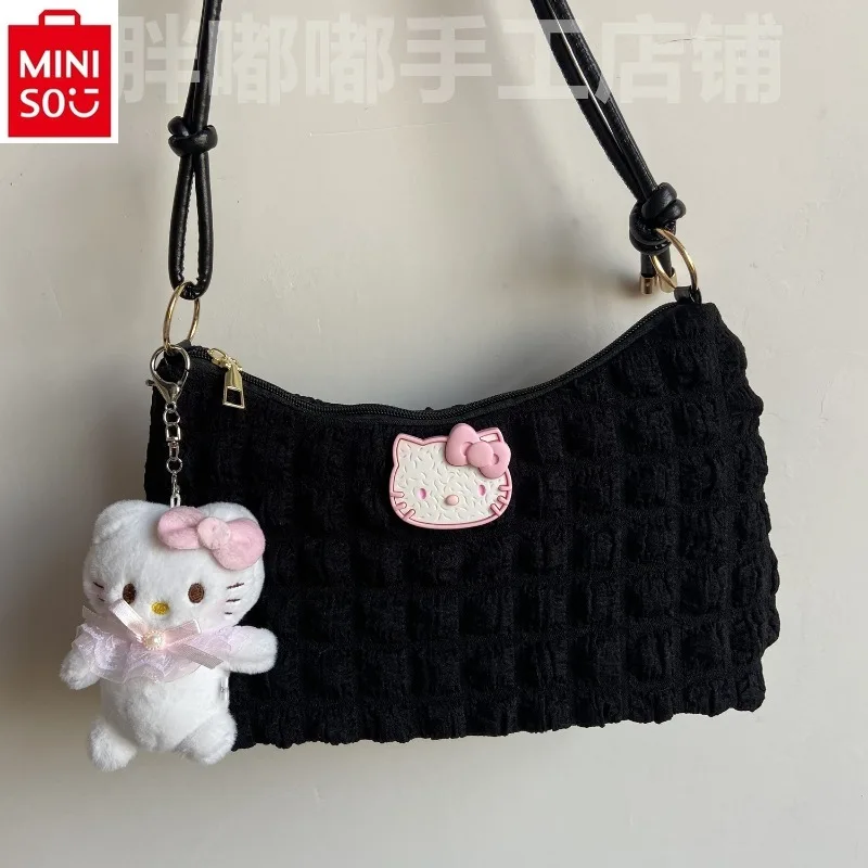 

MINISO Sanrio мультфильм Hello Kitty девочка сумка через плечо простая, милая и милая Студенческая сумка