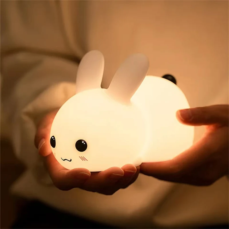 

Cute Silicone Bunny Night Light USB Chargeable Remote Control Cartoon Lamp Baby Kids Gift Desk Bedside Table Decoration