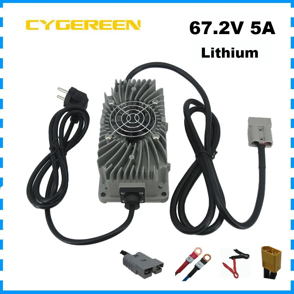 

Waterproof 60V 60 Volt 5A 10A 16S Li-ion Fast Charger 67.2V 20AH 30AH 50AH Lithium Escooter Forklift RV Ebike Battery Charger