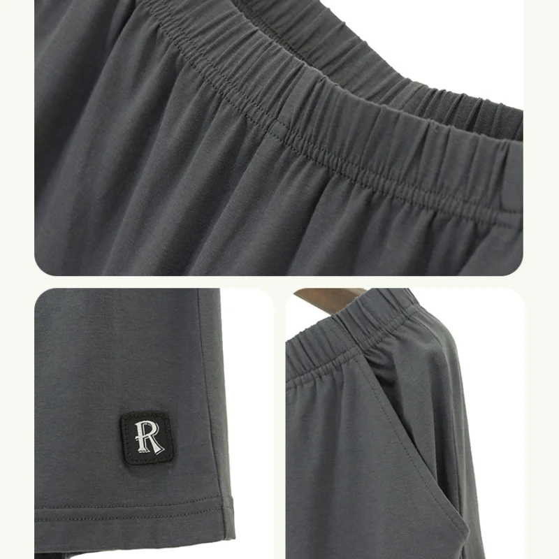 2 Pieces Set Shorts Nightwear Casual Sleepwear Mens Sleeveless Pajamas Set Cotton Cool Boy Homewear Can Be Worn Outside