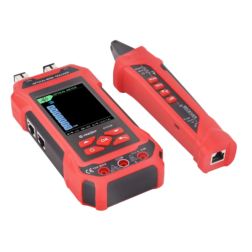 TOOLTOP ET638 4 in 1 Network Cable Tester Optical Power Meter PoE LAN Test 60000 Counts Digital Multimeter Line Finder Tools 6