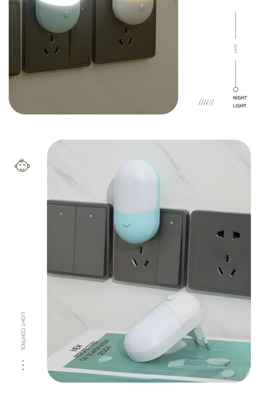 Bedside Lamp Night light EU US Plug LED Night Light AC 85V-265V Bedroom Lamp Gift For Children Cute Night Lamp For Corridor WC
