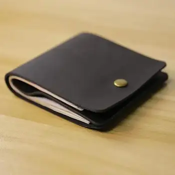 1 PC Retro Minimalist Bifold Leather Card Wallet for Men and Women Wrap Credit Card Holder Porte Carte Wallet 1