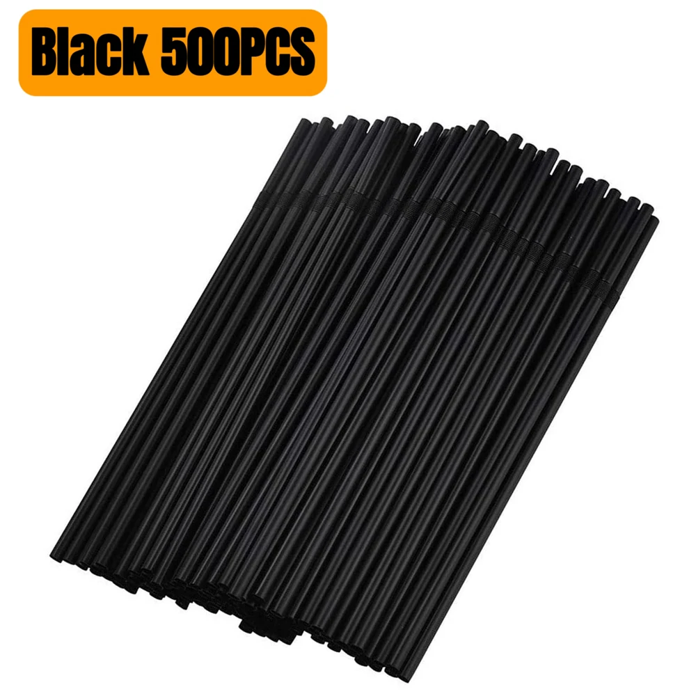 Mini paille plastique PP noire en boite PVC 5mm H125mm