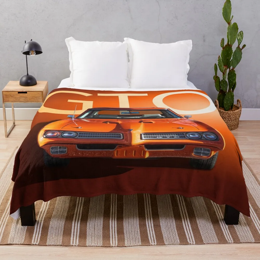 

1969 Orange GTO Throw Blanket Soft Luxury Designer Furrys blankets ands Blankets