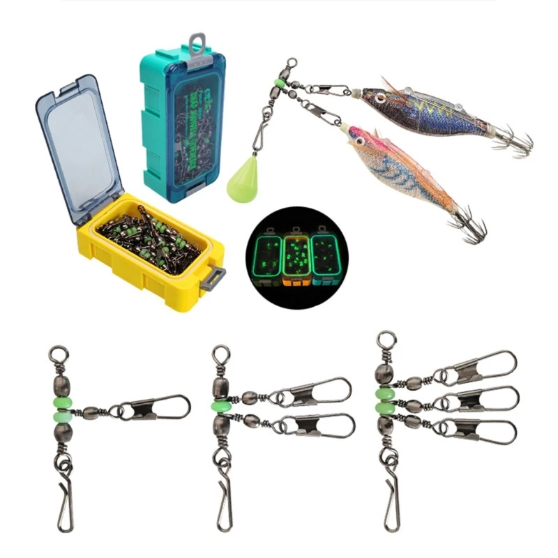 Luminously Rolling Sea Fishing Swivels Connector Balls Bearing Squid Jig Fishing Swivels for Saltwater Freshwater