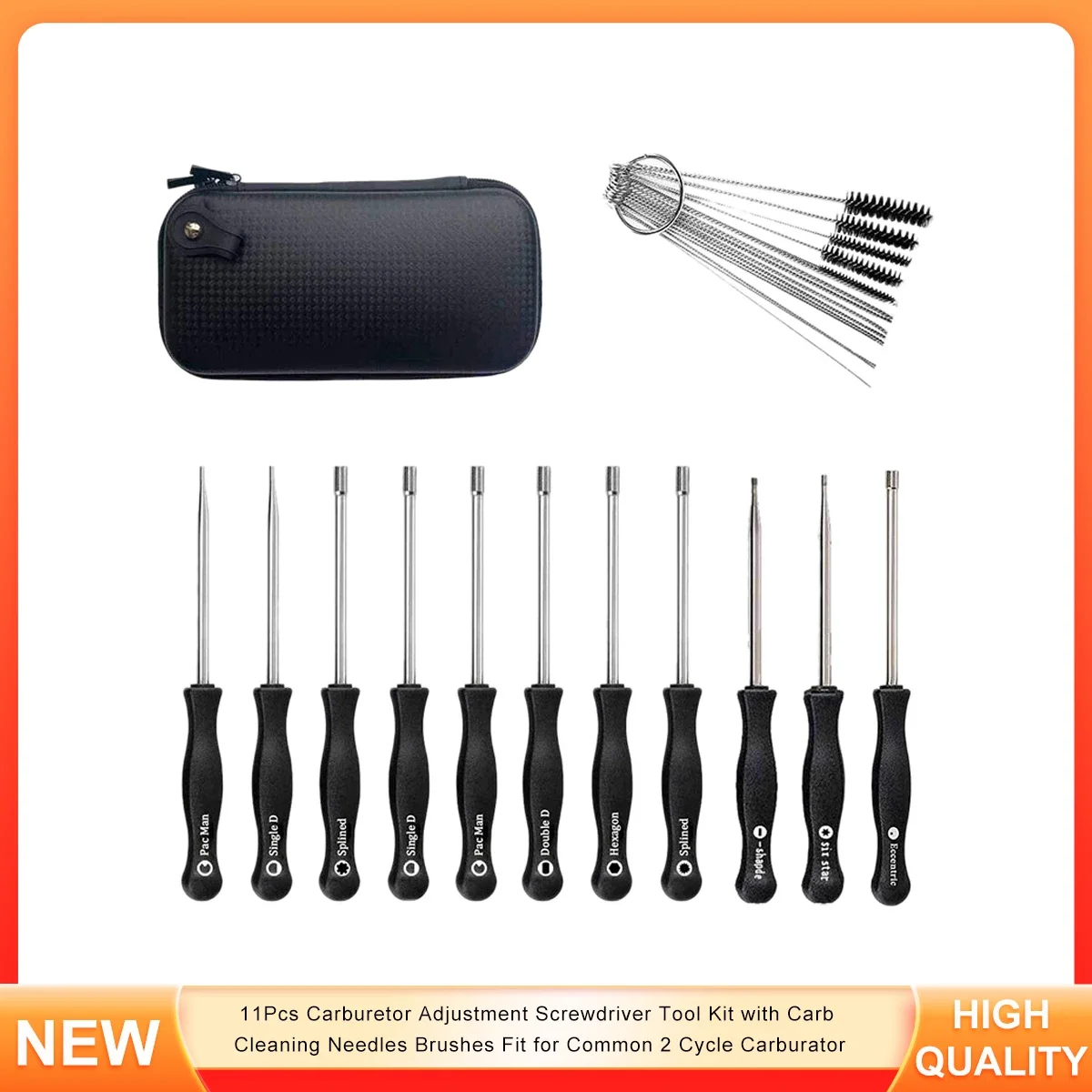 11Pcs Carburetor Adjustment Screwdriver Tool Kit with Carb Cleaning Needles Brushes Fit for Common 2 Cycle Carburator