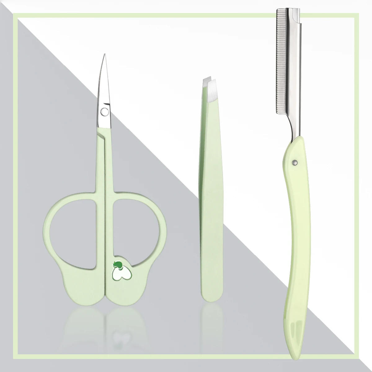 3pcs stainless steel eyebrow scissors, equipped with scissors, eyebrow trimmer and tweezers, create exquisite eyebrows.