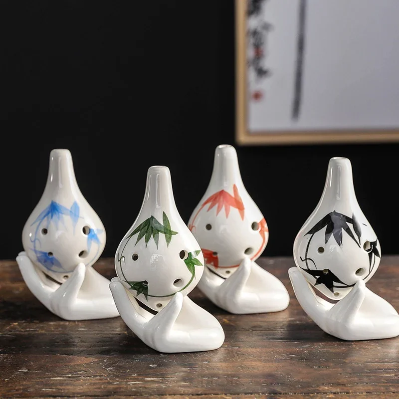 6Hole Ocarina Ceramic Alto C Key Flute Musical Instrument Buddha's Hand Accessories Beginners Teaching Toy
