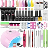 LNWPYH Nail Extension Gel Set With Manicure Machine And Nail Dryer Soak Off Nail Gel Polish Kit Professional Manicure Tools Kit 1