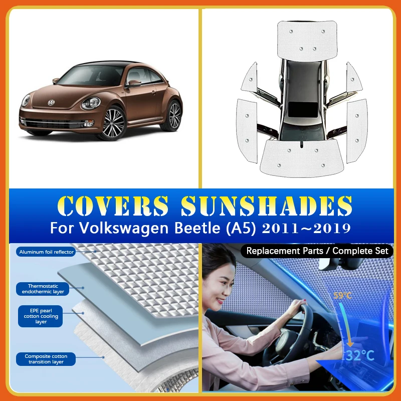 

Auto Sunshades Covers For VW Volkswagen Beetle A5 2011-2019 Parasol Summer Sunscreen Windows Coverage Sunshades Auto Accessories