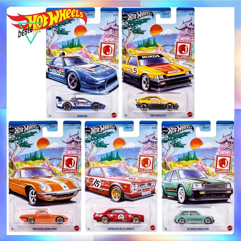 Hot Wheels J-imports Sakura Gdg44 Series Car Model Cr-x Cosmo-sport Nissan 2000gt Acura Nsx Cars Model Boy Collection For Boy