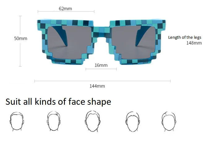 Description Picture 3 of item9 colors Fashion Sunglasses Kids cos play action Game Toy Minecrafter Square Glasses with EVA case   gift  beach toys vacation