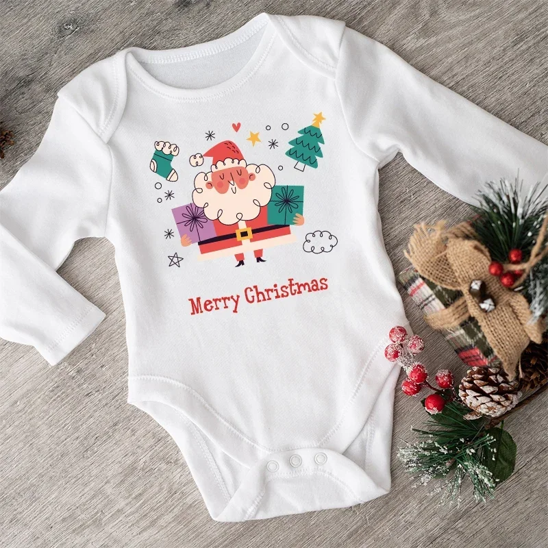 

Christmas Newborn Onesie Long Sleeve Merry Christmas Holiday Party Baby Jumpsuit Gift