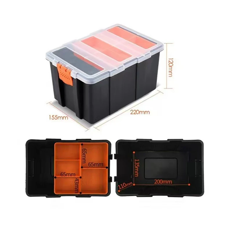 17 Inch Plastic Tool Box with Handle Tray Compartment Storage Box Hammer  Pliers Screwdriver Tool Holder
