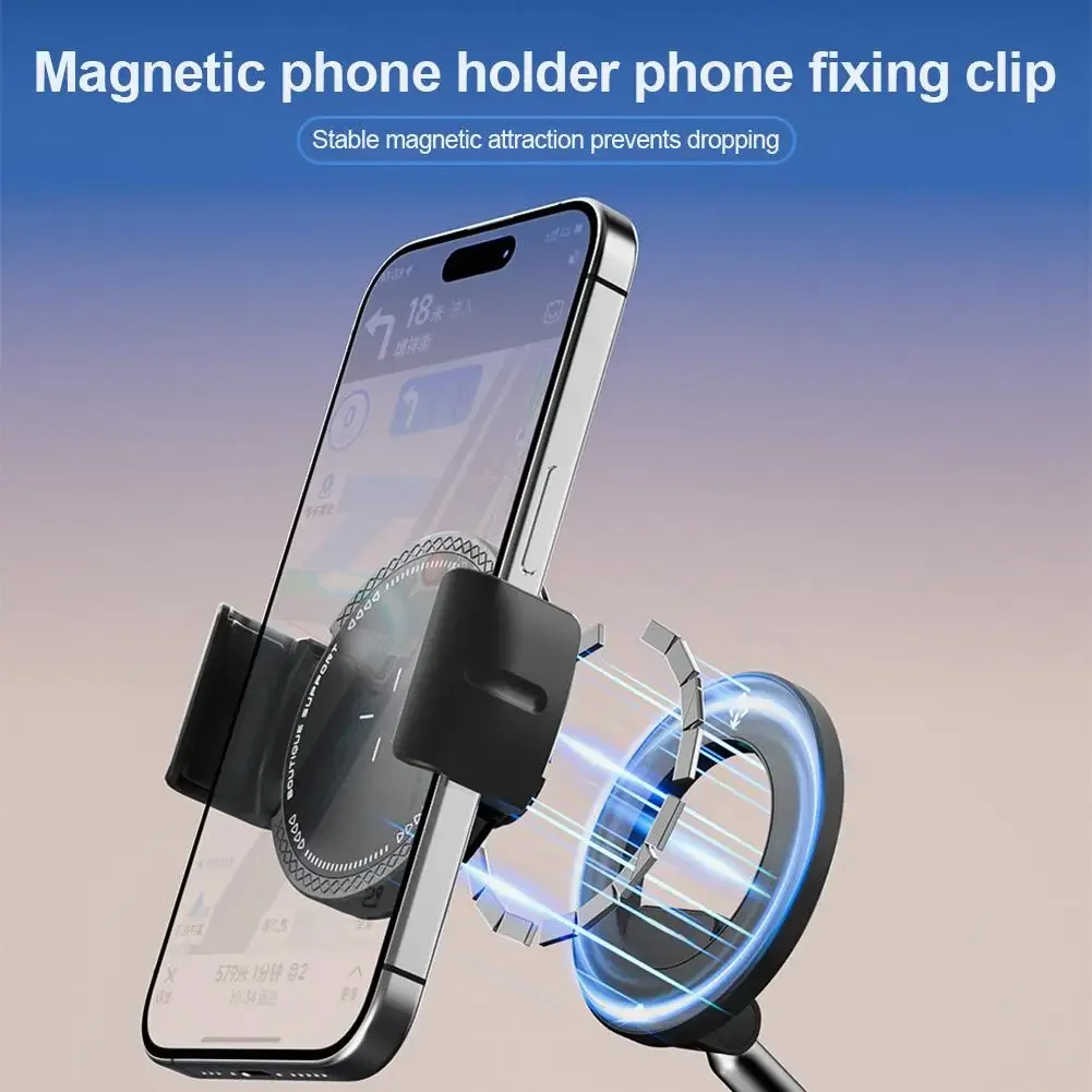 Magnetic Car Phone Holder with Auto-Tightening & Anti-Slip Features for Dashboard and Air Vent