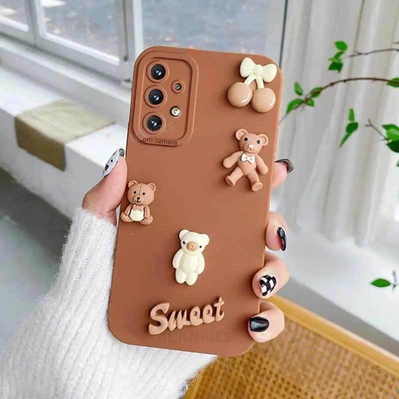 Cute 3D Bears Silicone Cartoon Back Cover