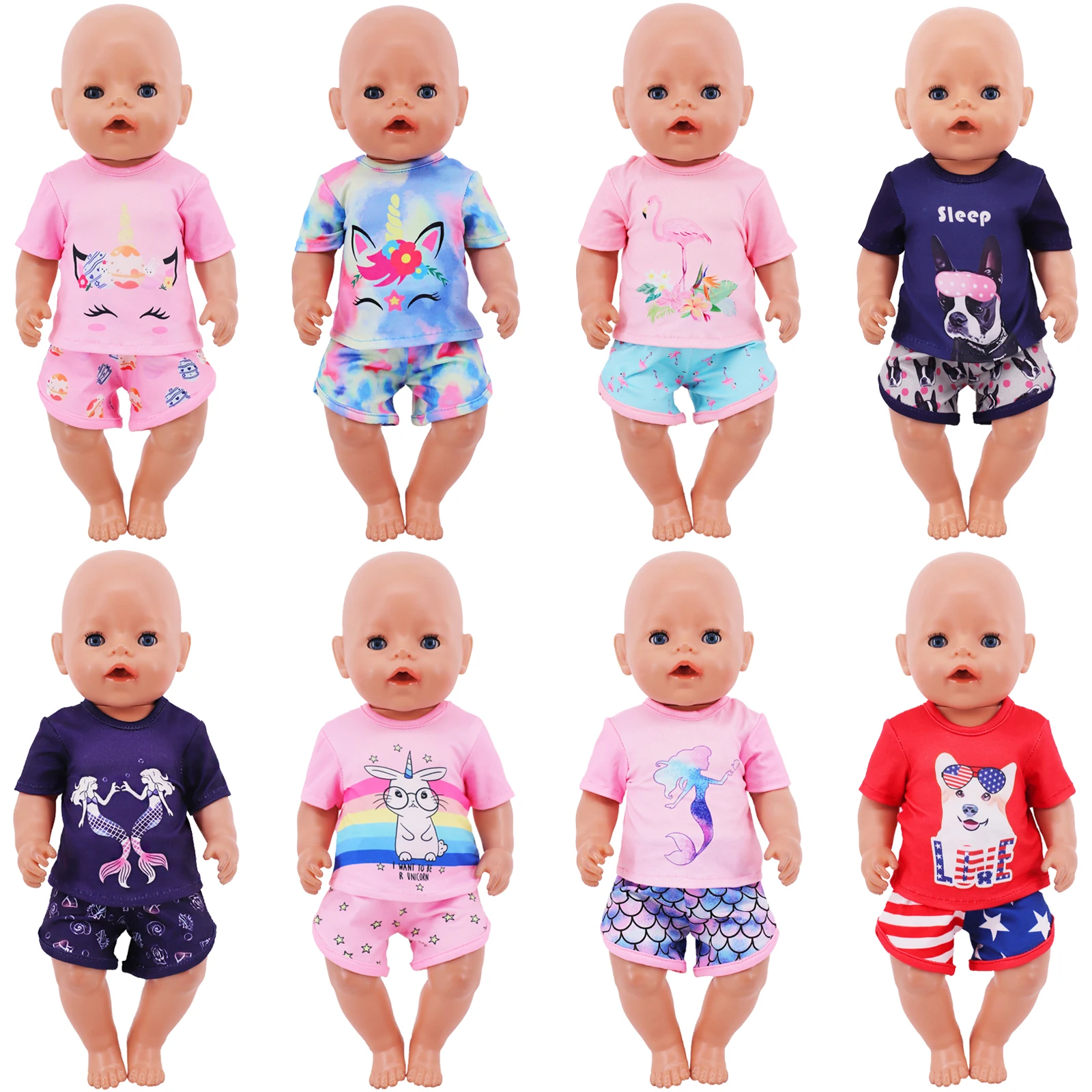 Doll Clothes For 18inch American Doll&43Cm Reborn Doll Cute Cute Cartoon Home Suit Doll Accessories Our Generation Girl's Toys 3