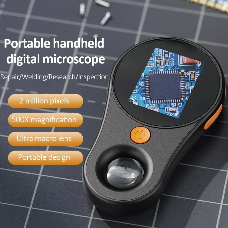 Digital Microscope 500X Magnification Digital Handheld Microscope Magnifier Portable Magnifying Glass Two Megapixel with light for Coins Jewellery