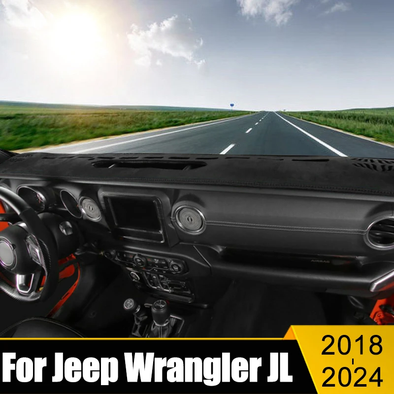 

For Jeep Wrangler JL 2018 2019 2020 2021 2022 2023 2024 Car Dashboard Cover Avoid Light Pad Anti-UV Carpets Case Non-Slip Mats