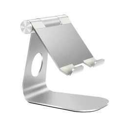 Universal Adjustable Mobile Device Stand - Premium Holder for Phones, Tablets, and E - Readers (Silver)