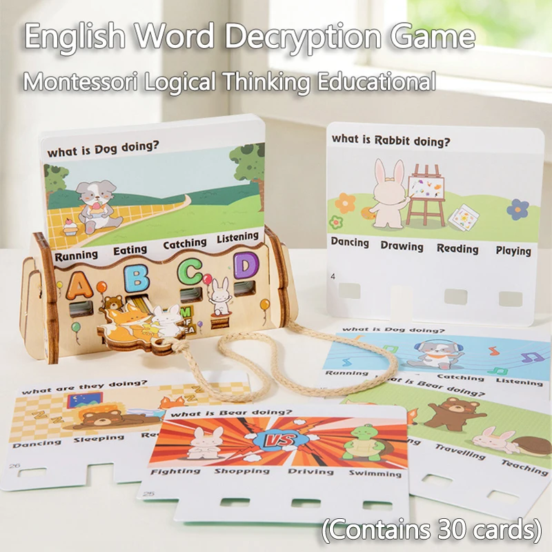 Children Alphabet Word Cards Montessori Toys Logical Thinking English Word Decryption Unlocking Table Game Early Educational Toy 2