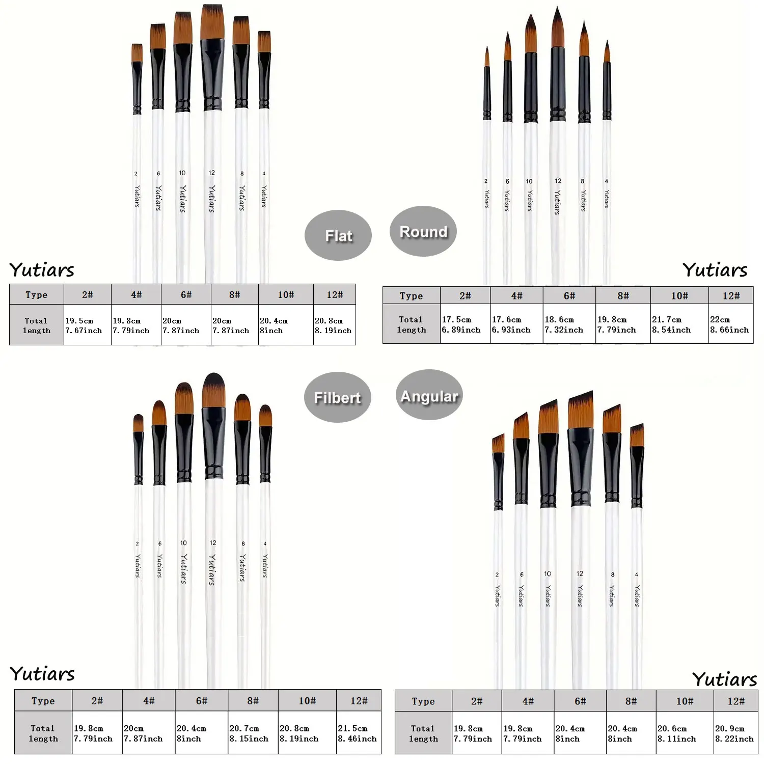 24/6pcs Artist Paint Brushes Set Nylon Tips Artist Paint Brushes For Acrylic Oil Watercolor Acrylic Painting Body Face Rock Art 2