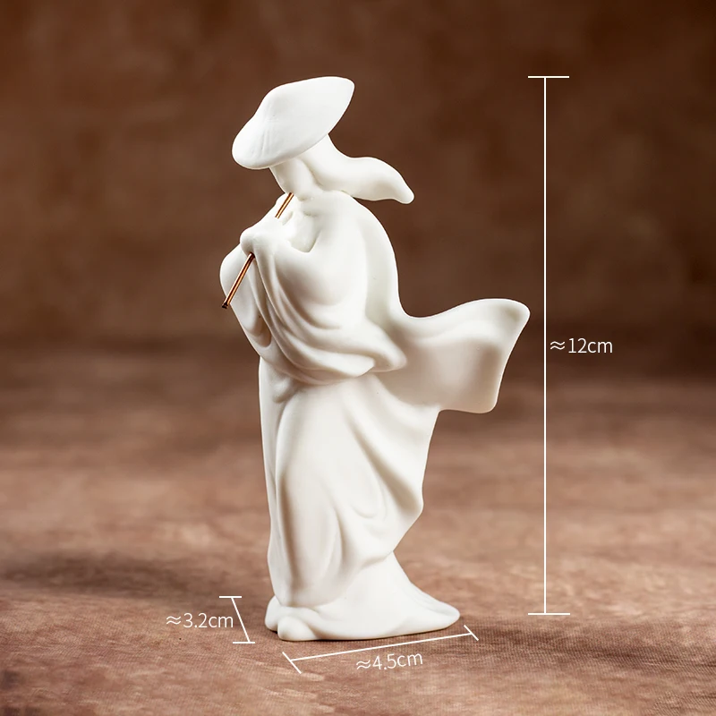 Weiße Porzellanfigur 12cm Chinesischer Zen Jianghu Schwertkämpfer Orientalische Minimalistische Kunst Kreatives Geschenk Heim- und Bürodekoration Teeraum-Dekor – Detail 5