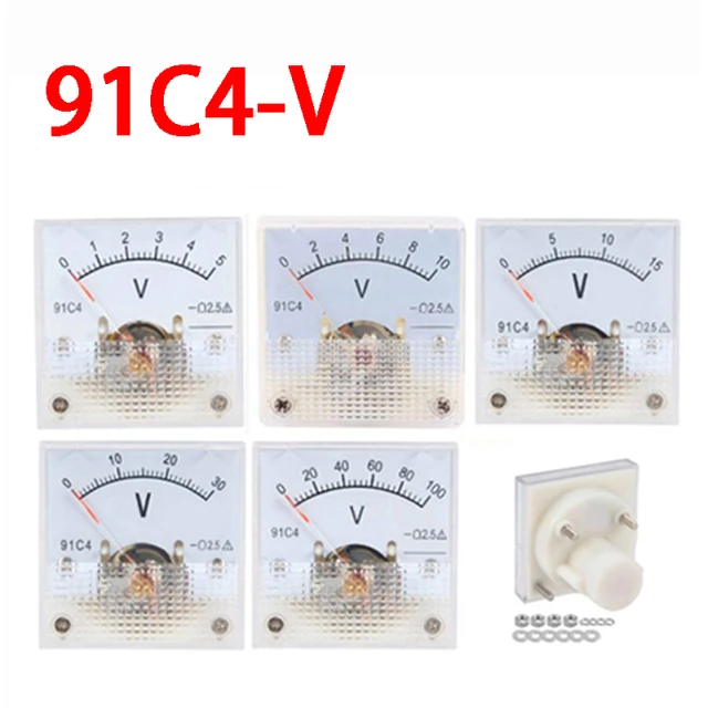 2022 Hot 91c4 Dc Voltmeter Analog Panel Voltage Meter Mechanical Pointer  Type 3/5/10/15/20/30/50/100/150/250v