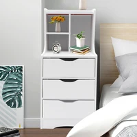 White Modern Style Nightstand Elegant Bedside Table Bedroom Furniture Cabinet With 3 Drawers 1